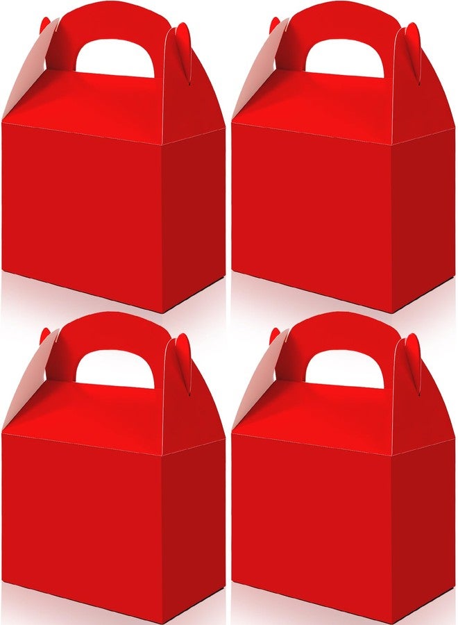 Bgtecho 24 Pack Gable Treat Boxes, 6.2 x 3.6 x 3.4 Inch Red Paper Gift Boxes, Party Favor Gable Box With Handle, Goodie Candy Box for Snacks Cookie Candy Birthday Wedding Party Supplies - Image 1